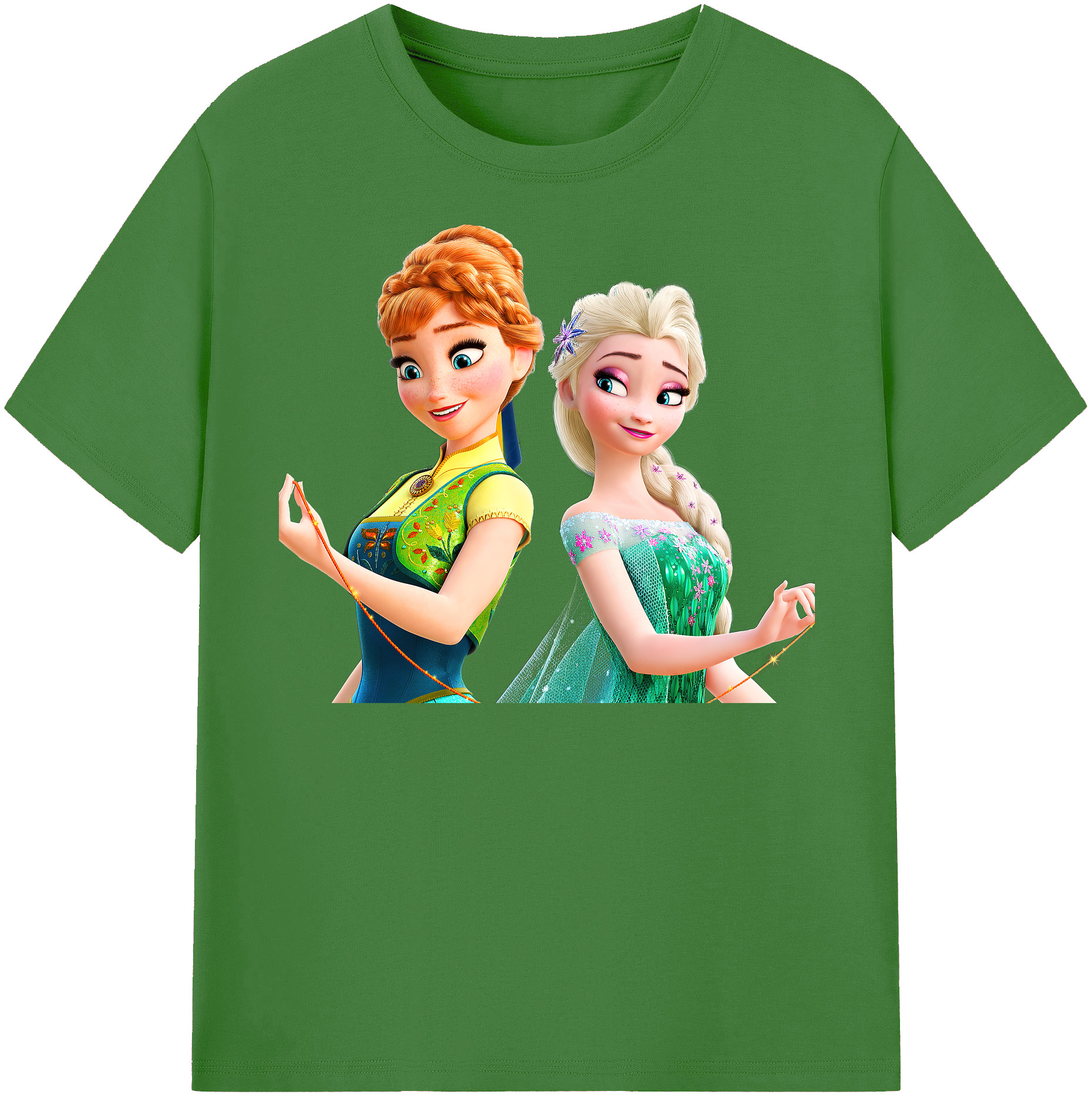 （画像用） アナと雪の女王 アンナ エルサ Frozen Anna Elsa レディースカジュアルプリントTシャツ（綿100％）